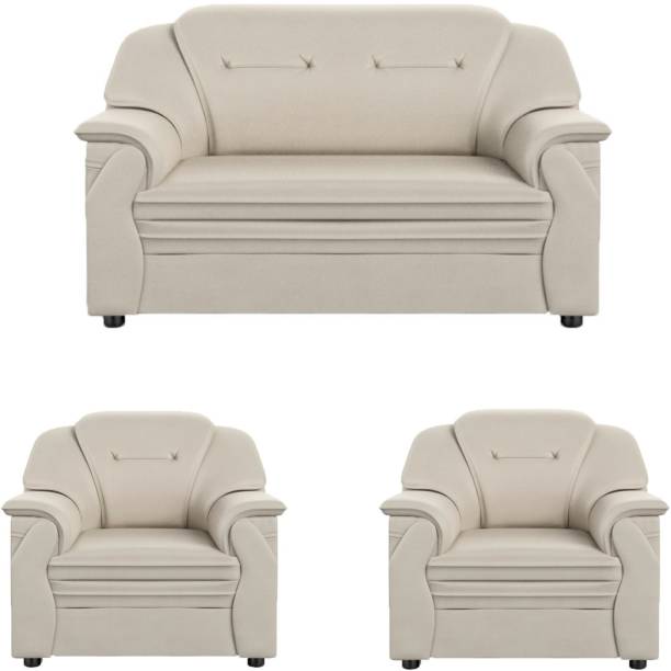 Sekar Lifestyle Polyurethane Series Leatherette 2 + 1 + 1 Beige Sofa Set