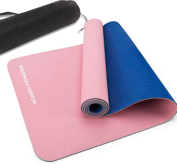 AGARO Fitpro TPE, Eco-Friendly with Carry Bag & Strap Pink, Blue 6 mm Yoga Mat