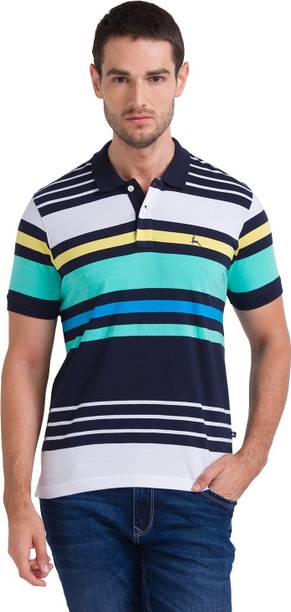 Men Self Design Polo Neck Pure Cotton Dark Blue T-Shirt