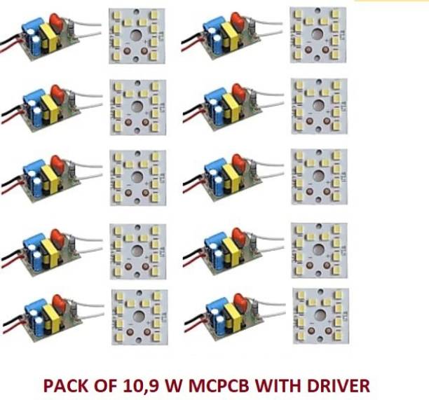 Onas 10 Pcs 9 Watt MCPCB with Driver LED Bulb Raw Material CoolDay WHITE Color Light Electronic Hobby Kit