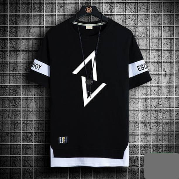 Nikky Men Printed Round Neck Cotton Blend Black T-Shirt