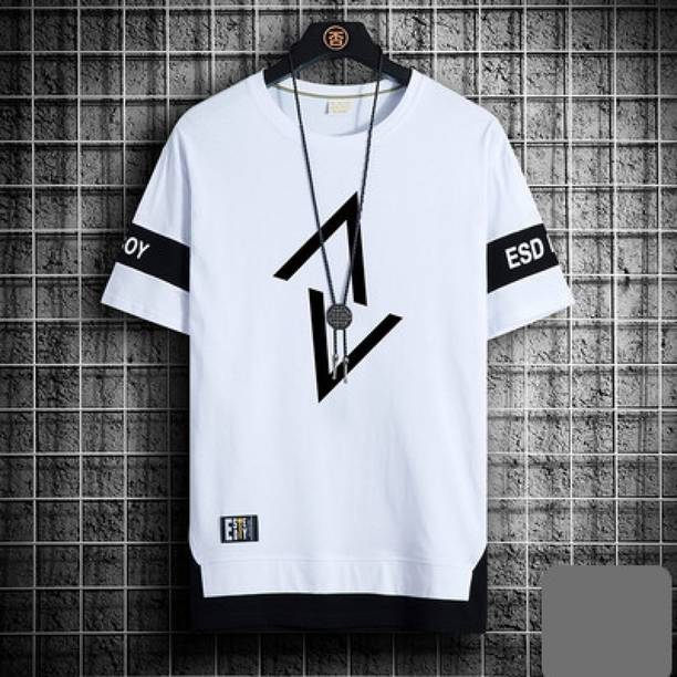 Nikky Men Printed, Typography Round Neck Cotton Blend White T-Shirt