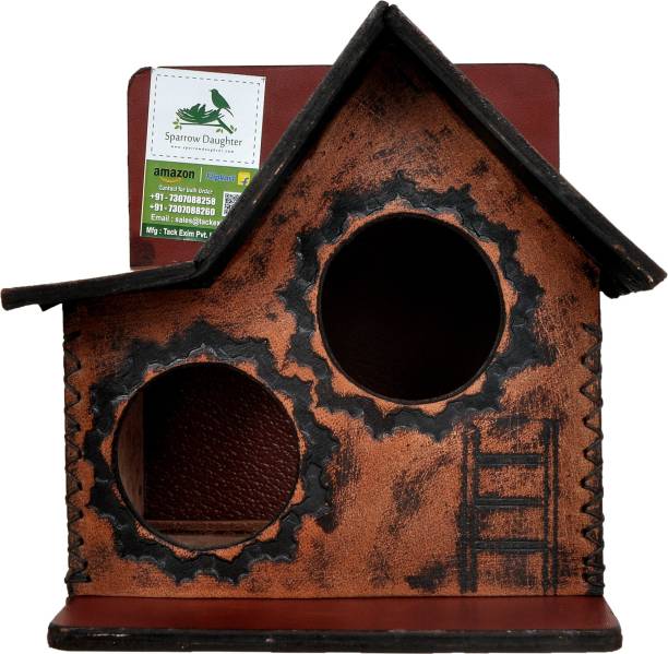 Sparrow Daughter Double-Holed Leather Bird House