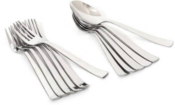 Parage Stainless Steel Table Spoons and Forks Set, 6 pc each, Pack of 12, Length 16 cm, Stainless Steel Cutlery Set