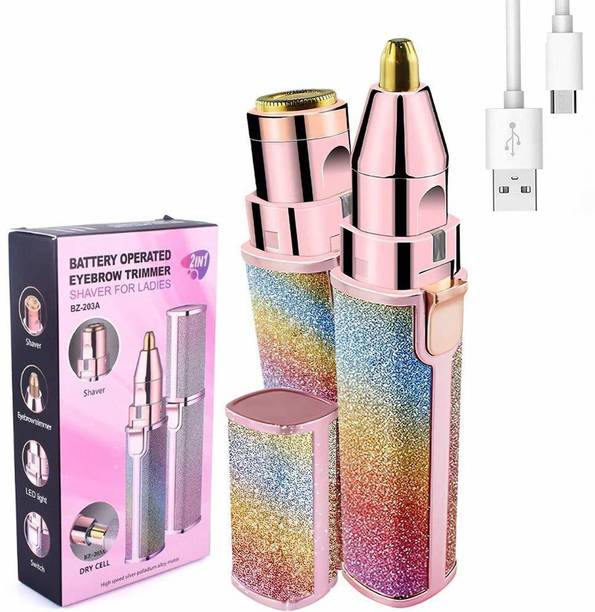 PKK TRADERS 2 in 1 USB Eyebrow Trimmer Rechargble Machine, Face, Nose Hair Removal Hair Curler