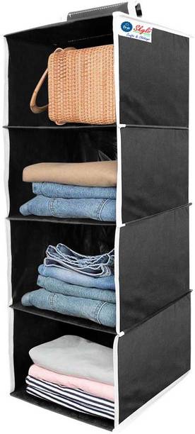 Skylii Hanging Organizer 4 Shelves Non Woven Foldable Wardrobe/Closet Organizer Closet Organizer