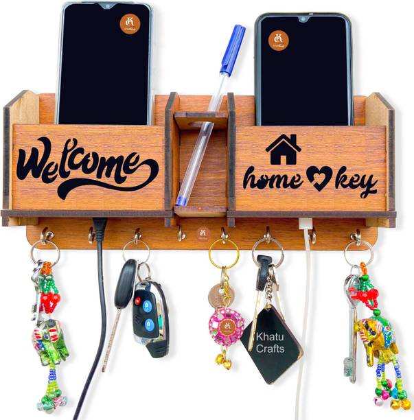 Khatu Crafts Welcome Home Key Mobile Holder, Pen stand & Wood Key Holder