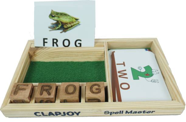 Clapjoy Spelling Games for Kids Wooden Matching Letters Toy with Flash Cards