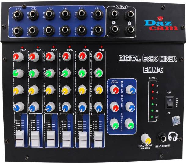 Daz Cam Professional Stereo Echo Mixer with ultra low noise Dj mixer 6 Channel Powered Sound Mixer