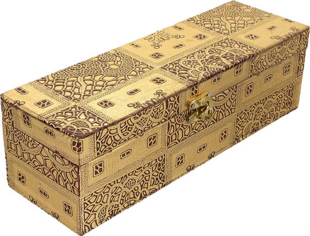 KUBER INDUSTRIES Wooden Emobssed Design 1 Rod Bangle Box/Case With Swing Arm Lock System (Gold) Make up, Jewellery Vanity Box