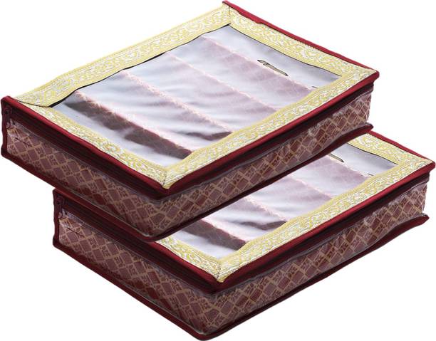 KUBER INDUSTRIES Tribal Design 5 Rod Bangle Box/Case With Tranasparent Top - Pack of 2 (Maroon) Make up, Jewellery Vanity Box