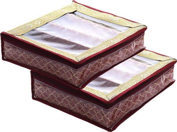 KUBER INDUSTRIES Tribal Design 4 Rod Bangle Box/Case With Tranasparent Top - Pack of 2 (Maroon) Make up, Jewellery Vanity Box