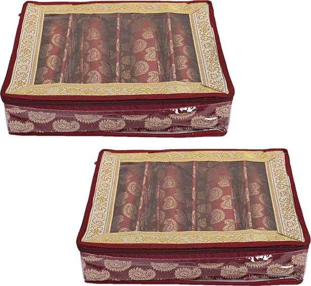 KUBER INDUSTRIES Carry Design 4 Rod Bangle Box/Case With Tranasparent Top - Pack of 2 (Maroon) Make up, Jewellery Vanity Box