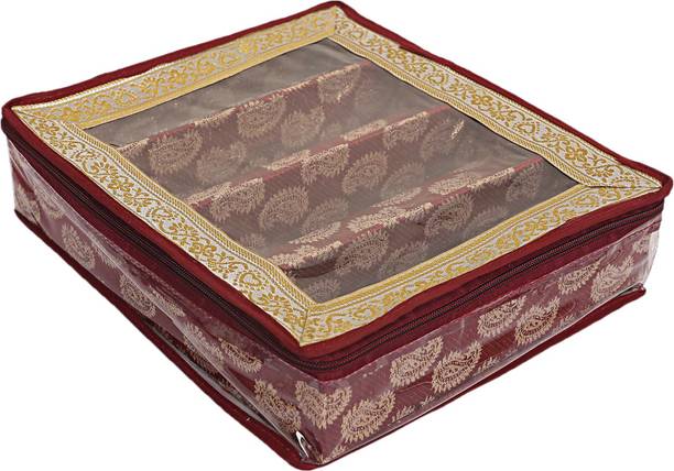 KUBER INDUSTRIES Carry Design Laminated 4 Rod Bangle Box/Case With Tranasparent Top (Maroon) Make up, Jewellery Vanity Box