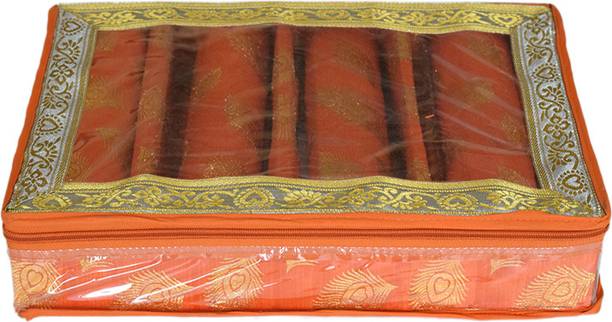 KUBER INDUSTRIES Feather Design Laminated 4 Rod Bangle Box/Case With Tranasparent Top (Orange) Make up, Jewellery Vanity Box