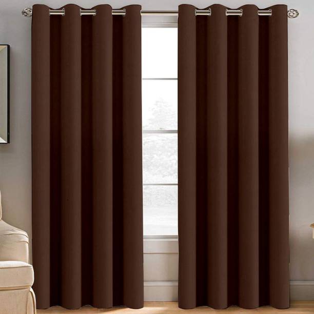 Pjdecor 214 cm (7 ft) Door Polyester, Silk Blackout Curtain (Pack Of 2)
