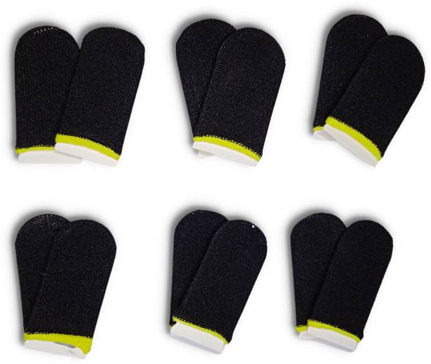 GameZone Finger Sleeve for Pubg Mobile Game 6 Pairs Black & Yellow Finger Sleeve