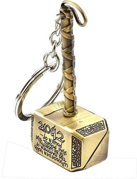 SHOKY LOOKS Gold Thor Hammer Avengers Key Chain