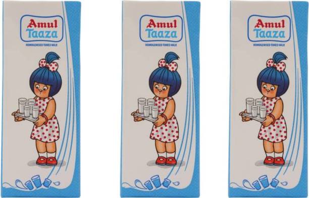 Amul Taaza Homogenised Toned Milk 200ML-3PCS