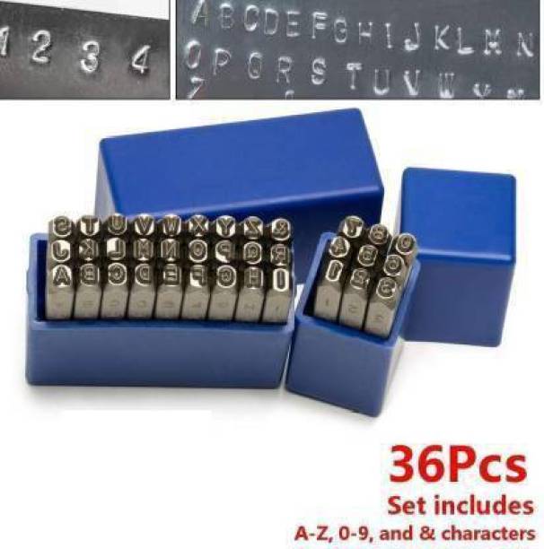 SAMENX Letter & Number Punch Set (0 to 9) & 27 (A to Z ) 36pcs 1/8'' INCH (3mm) Punches Punches & Punching Machines
