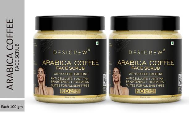 Desi Crew Arabica Coffee Face Scrub With Coffee, Caffeine And Cocoa Butter For Face 200 Gm Scrub