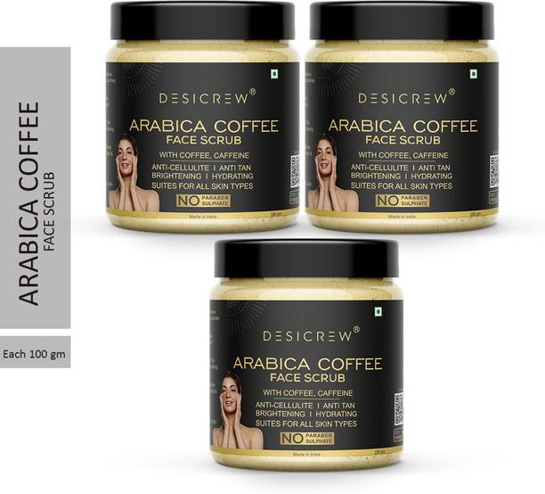 Desi Crew Arabica Coffee Face Scrub With Coffee, Caffeine And Cocoa Butter For Face 300 Gm Scrub