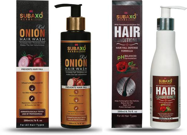 Subaxo Herbal Red Onion Hair Wash -Shampoo 200 ml And Herbal Hair Conditioner 200 ml