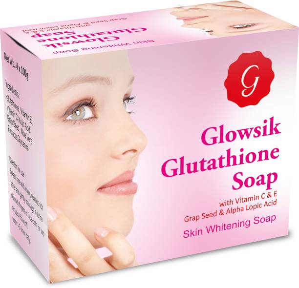 G GLOWSIK GLUTATHIONE SKIN WHITENING & GLOWING SOAP WITH GRAPE SEED, VITAMIN C 100 GM EACH