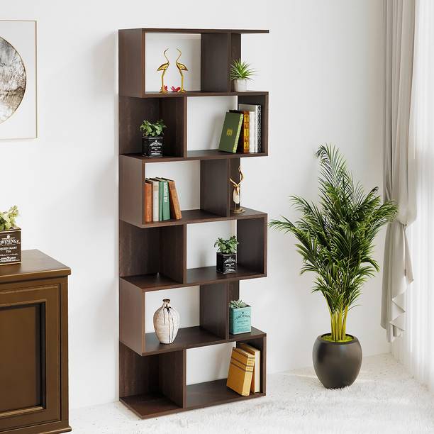 BLUEWUD Crosbon Wall Standing Storage Book Shelve for Home Engineered Wood Open Book Shelf