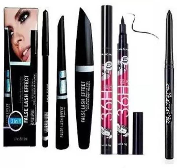 BR Belle Rosa Makeup Beauty Kajal & 3in1 Eyeliner , Mascara , Eyebrow Pencil & High Quality Waterproof Liquid-Eye Liner 36H