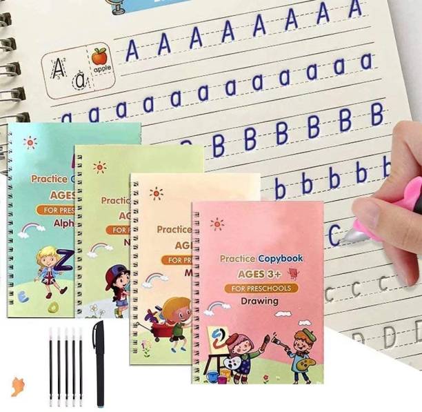CrazyBuy 4 PCS Sanks Magic Practice Copybook for Kids Mini Notebook Ruled 40 Pages