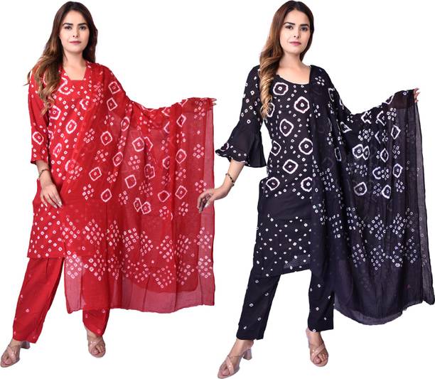 Unstitched Pure Cotton Salwar Suit Material Dyed