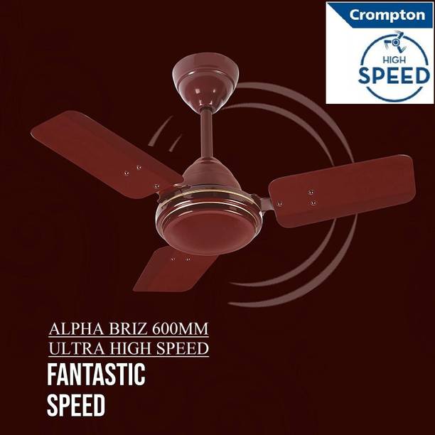 Crompton High Speed 51W 30% Energy Saving HS PLUS SUREBREEZE 600mm/24inch 100% Copper17 1 Star 600 mm Energy Saving 3 Blade Ceiling Fan  (Almond Brown23, Pack of 1)