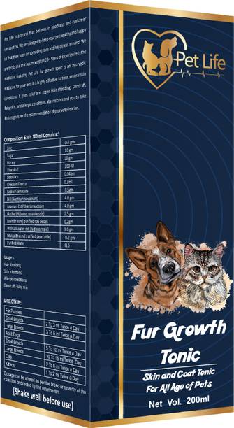 Pet Life Fur Growth Tonic Help For Skin Infections, Dandruff, Flaky Skin & Hair Shedding Pet Health Supplements