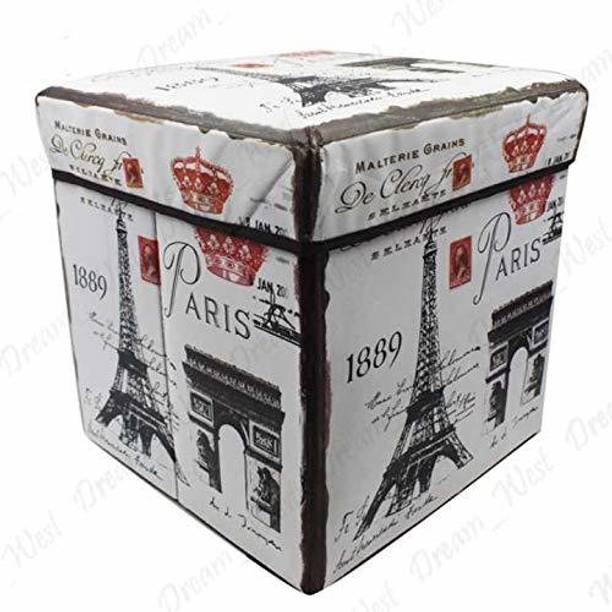 BOVZOX Printed Cube Shape Foldable Storage Ottoman Footrest Toy Box Coffee Table Stool Living & Bedroom Stool