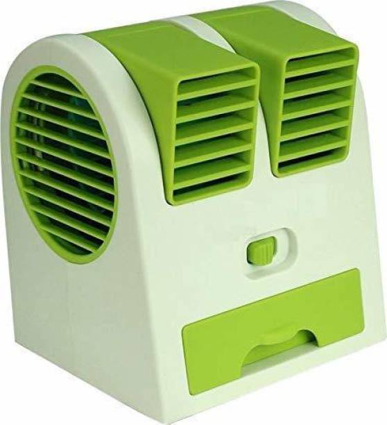 KRITAM Super Mini Fan Air Cooler with Water Tray Portable Desktop Dual Air Cooler USB Fan Cooler (Multicolor) USB Air Freshener