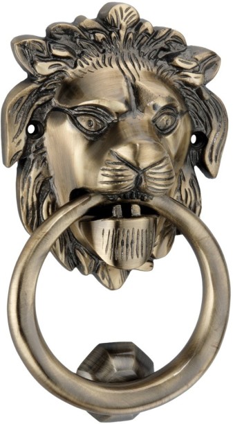 Antique Finish 7.5inch Brass Made Lion Decorative Face Brass Metal Door Knocker Traditional Home Decor