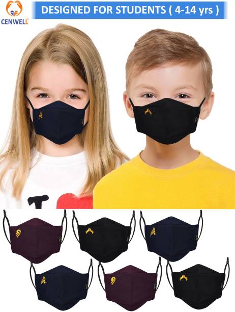 CENWELL 6 Pc 3d Kids Cotton School Mask 6 Layer Reusable Fabric N95 Mask for Boys Girls STUDENTS MASK Reusable, Washable Cloth Mask With Melt Blown Fabric Layer