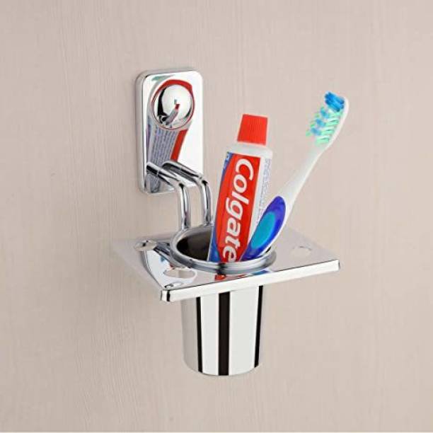 Ferio Tooth Brush Holder Stand Bathroom Accessories Chrome Finish (Pack of 1) Stainless Steel Toothbrush Holder