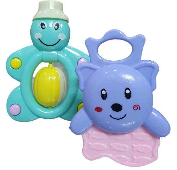 TRENDY TALES Infant Gift Set(Set of 4 Pcs) Rattle Set For New Born Babies Multiple Characters Rattle