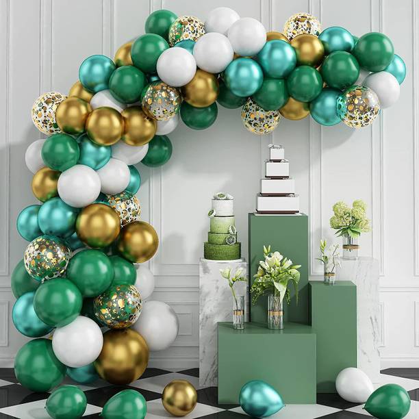 R G ACCESSORIES Solid Green golden decoration balloon garland arch kit 65pcs for birthday, wedding Balloon