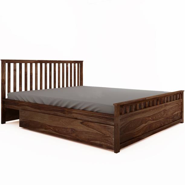 Rjkart Solid Wood King Drawer Bed