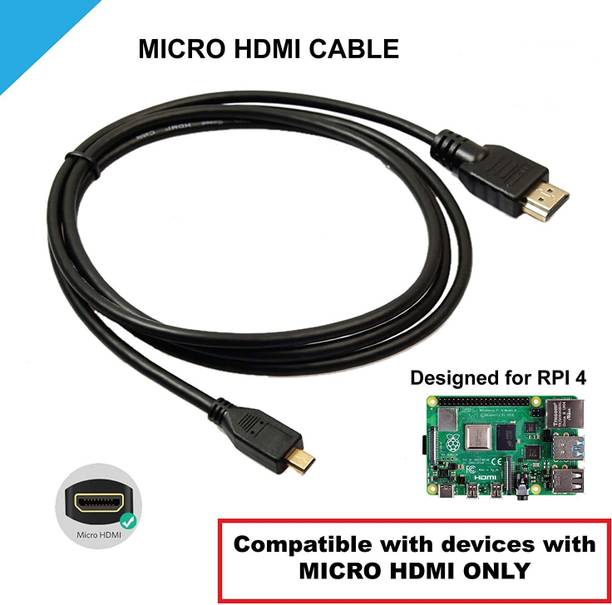TERABYTE HDMI Cable 0.7 m Micro HDMI to HDMI Cable 1080p 4K Resolution High Speed (Cannot use with Mobile)