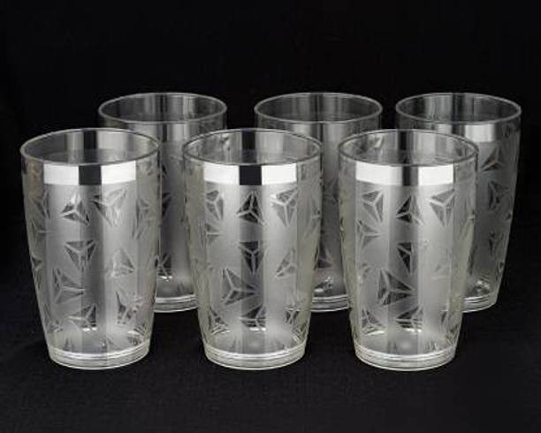 SKYHEART (Pack of 6) 100% Unbreakable Prism Pattern Water Juice Drinking Glass Set Of 6 Glass Set Water/Juice Glass