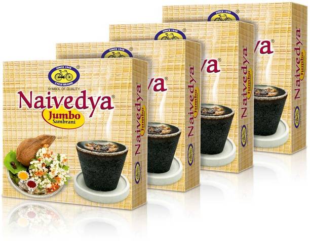 सायकल Naivedya Jumbo Cup Sambrani for Homa/Havan, Rituals रेज़िन, बेन्ज़ोइन की खुशबू - 4 का पैक अगरबत्ती
