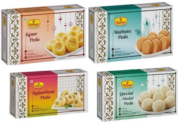 Haldiram's Nagpur Combo Peda Pack (Rajasthani, Kesar, Mathura, Special Malai) - 250g*4 Box
