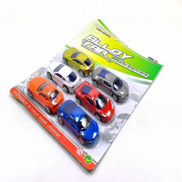 Skstore Unbreakable Die-Cast Aloy Cars Toy Set for Kids - Set of 6, Multicolour
