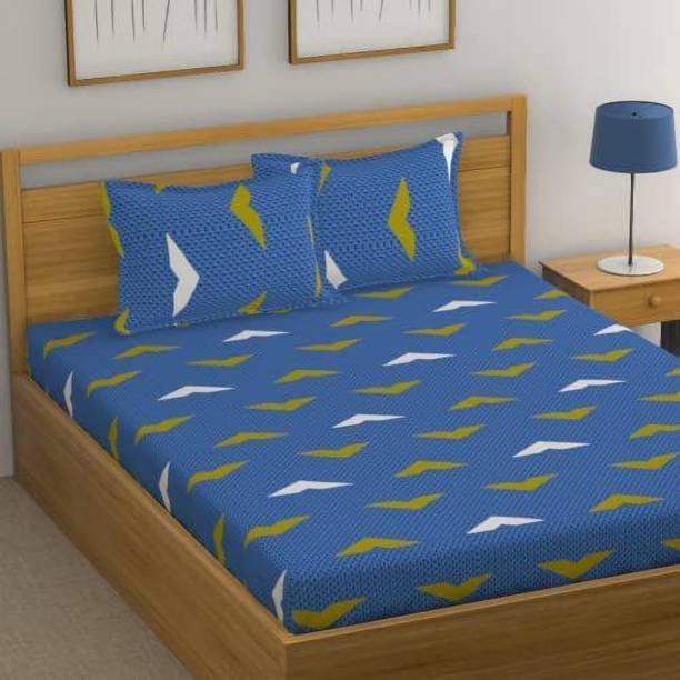 Huesland 144 TC Cotton Single Abstract Flat Bedsheet