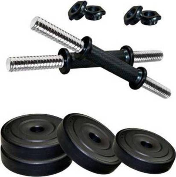 Sports Era 8 kg of PVC weight (2 kg x 4 = 8 kg), 2 x 14 inch dumbbell rods Adjustable Dumbbell