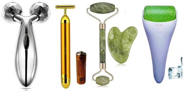 MORVIKA Jade Roller With Gausha,Ice Roller Massager,T Gold Massager,3D Body Massager